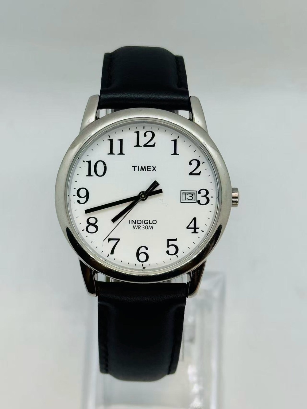 Vintage Timex Men’s Indiglo Quartz Watch 35mm Date WR 30M New Battery Runs